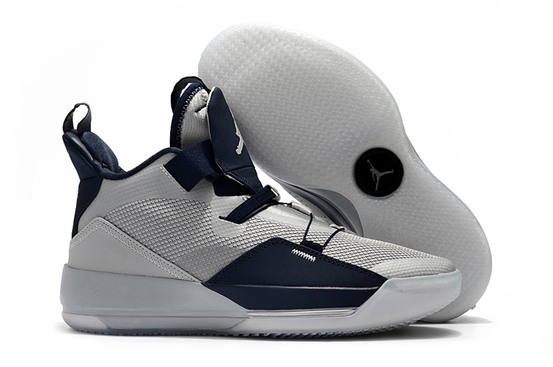 Air Jordan 33 Grey Deep Blue Shoes - Click Image to Close